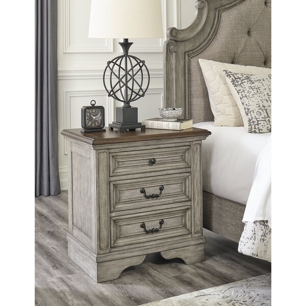 Ashley Furniture Lodenbay Black and Gray 3 Drawer Night Stand with Charging Station - - 36513930