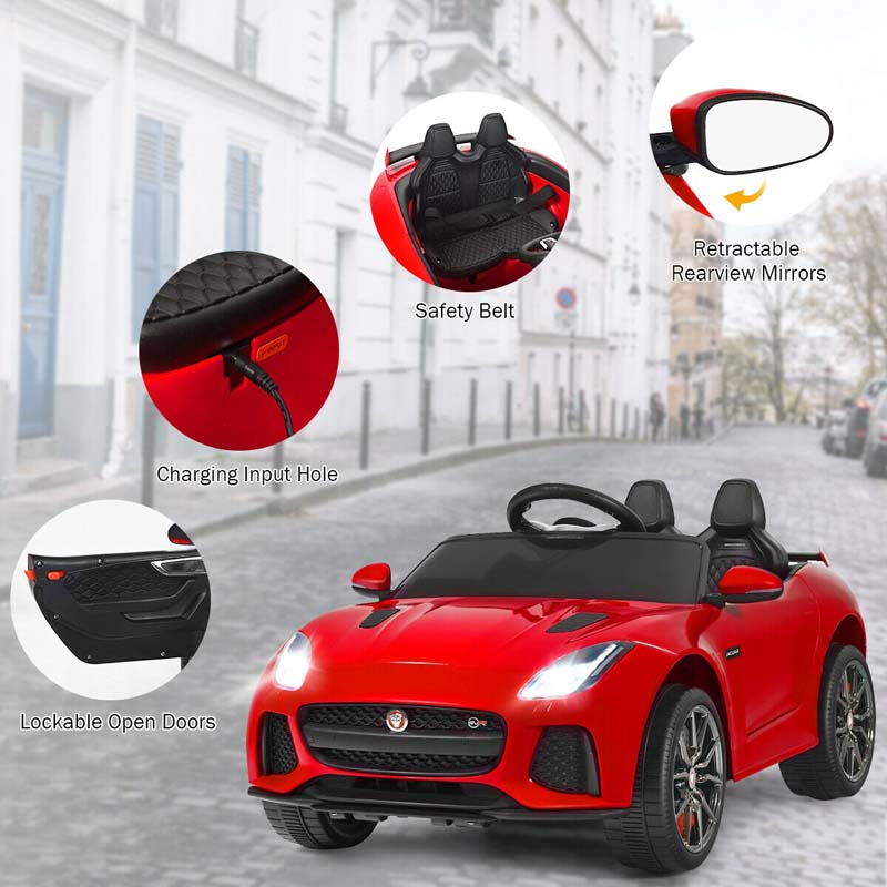 12V Jaguar F-Type SVR Licensed Kids Ride On Car, Battery Powered Riding Toy Car with Remote Control