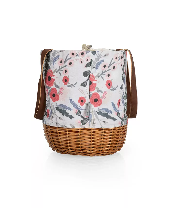 Picnic Time Coronado Canvas and Willow Basket Tote