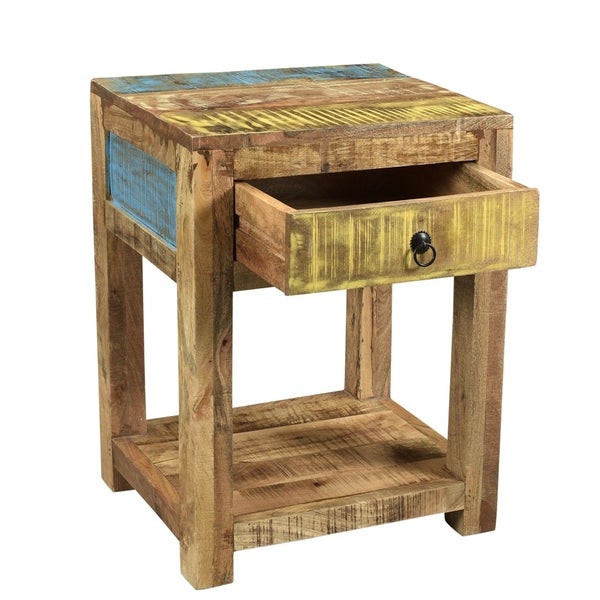 Handmade Suman Solid Mango Wood End Table (India) - 20