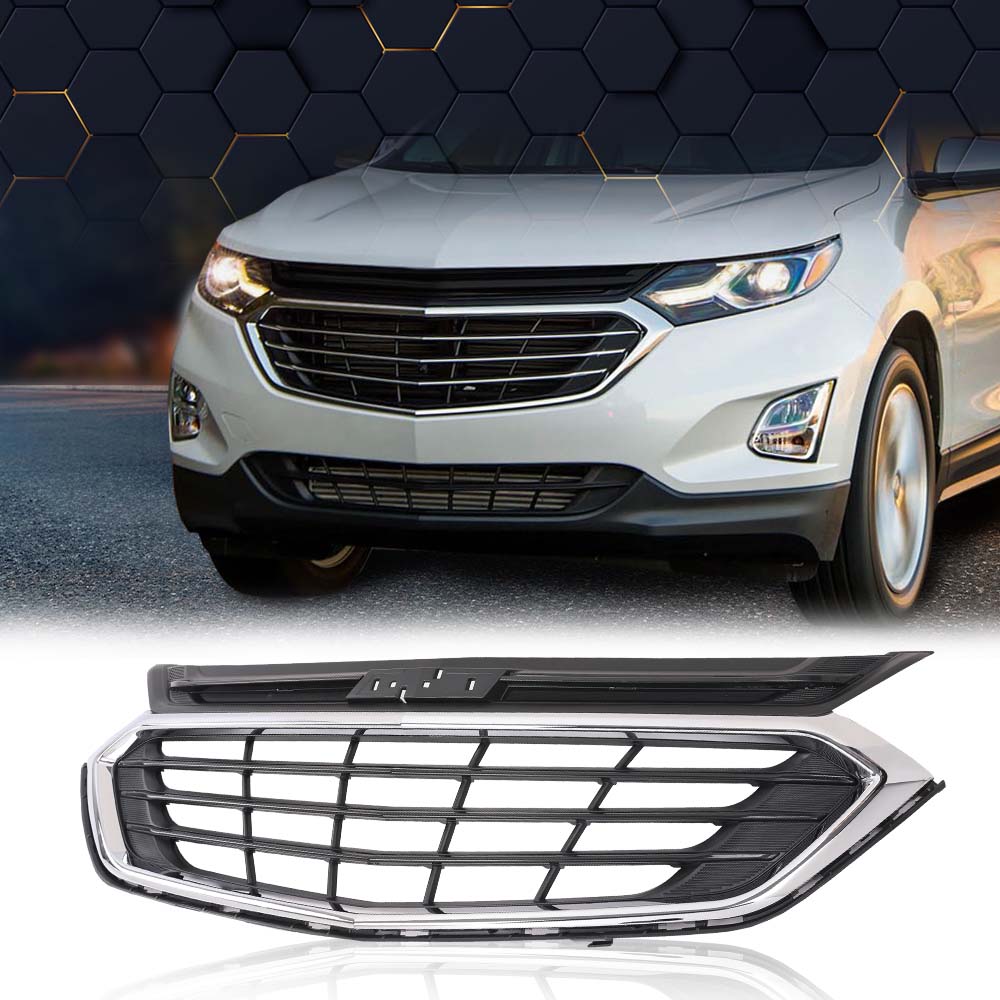 PIT66 BlackandChrome Front Bumper Upper Grille Fit for Chevrolet Equinox 2018 2019 2020