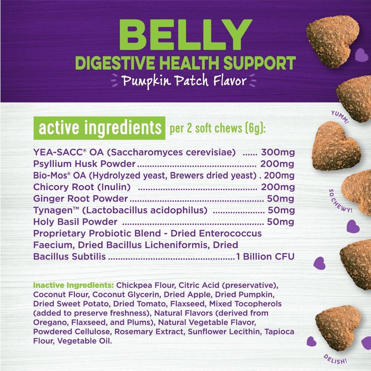 Wellness Belly Digestive Belly Support Pumpkin Flavor Chew Supplements for Dogs