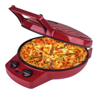 Courant 12 in. Red Pizza Cooker Calzone Maker with Timer and Temperatures Control Pizza Oven Convert to Electric Indoor Grill MCPM1240R974