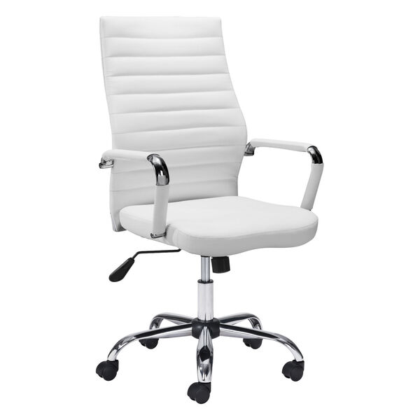 Primero White and Silver Office Chair