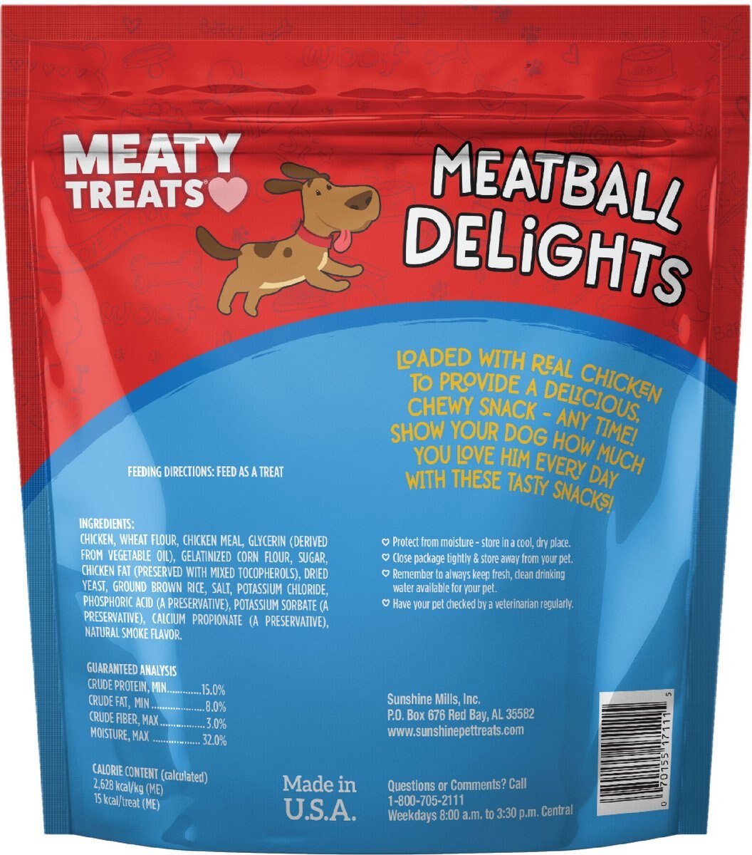 Meaty Treats Meatball Delights Chicken and Rice Flavor Dog Treats， 20-oz bag