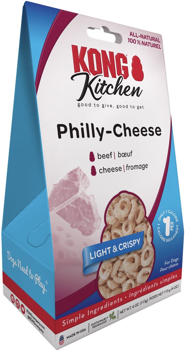 KONG Kitchen Philly Cheese Grain-Free Beef and Cheese Crunchy Dog Treats， 4-oz box