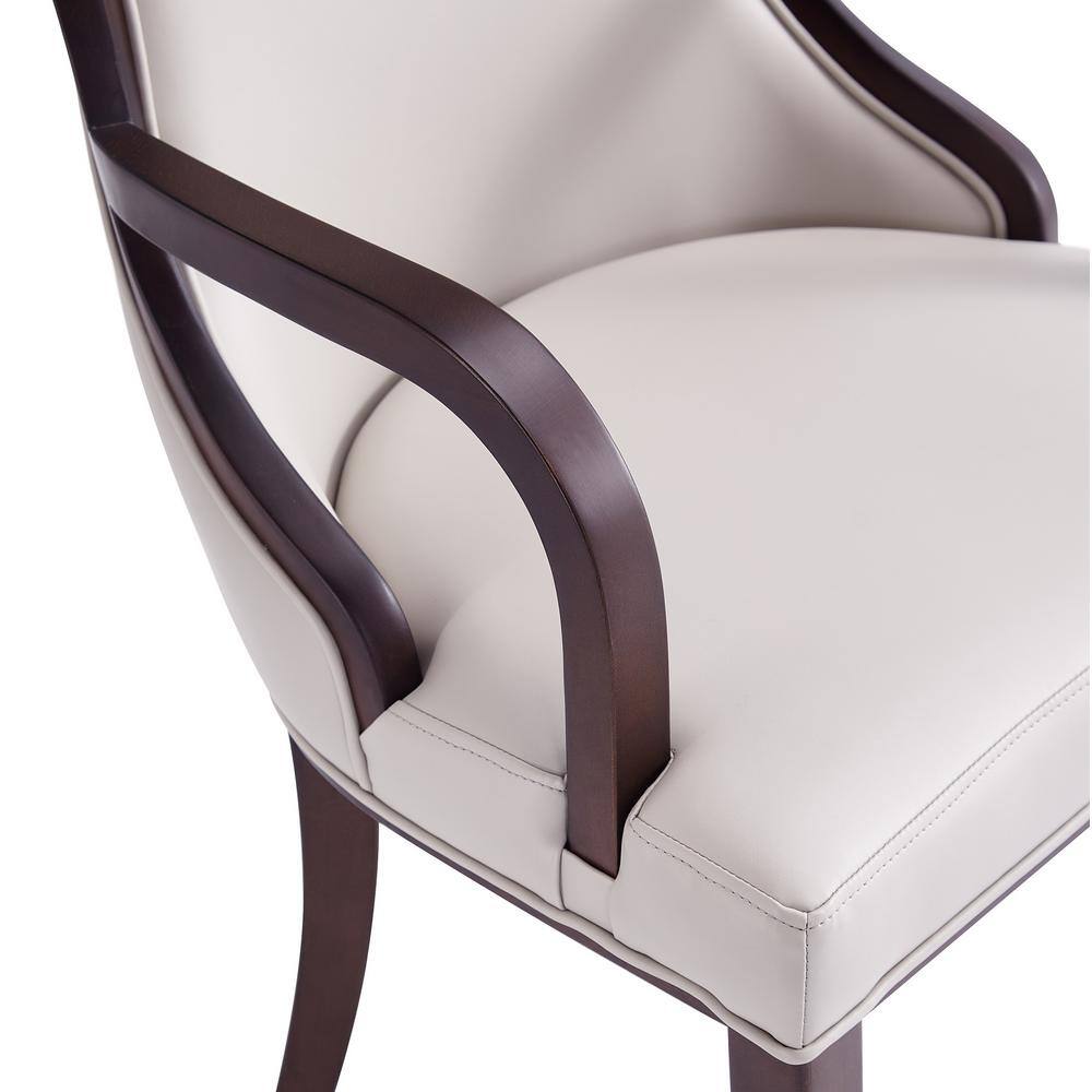 Manhattan Comfort Grand Light Grey Faux Leather Dining Arm Chair DC048AR-LG