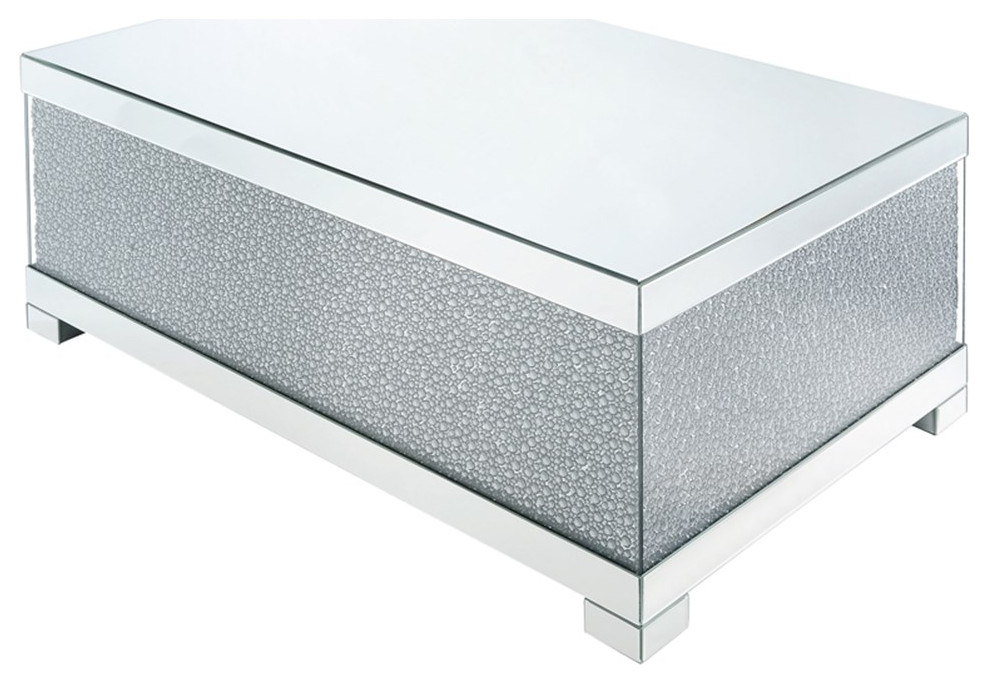 ACME Mallika Rectangular Coffee Table in Mirrored and Faux Crystals   Contemporary   Coffee Tables   by Homesquare  Houzz