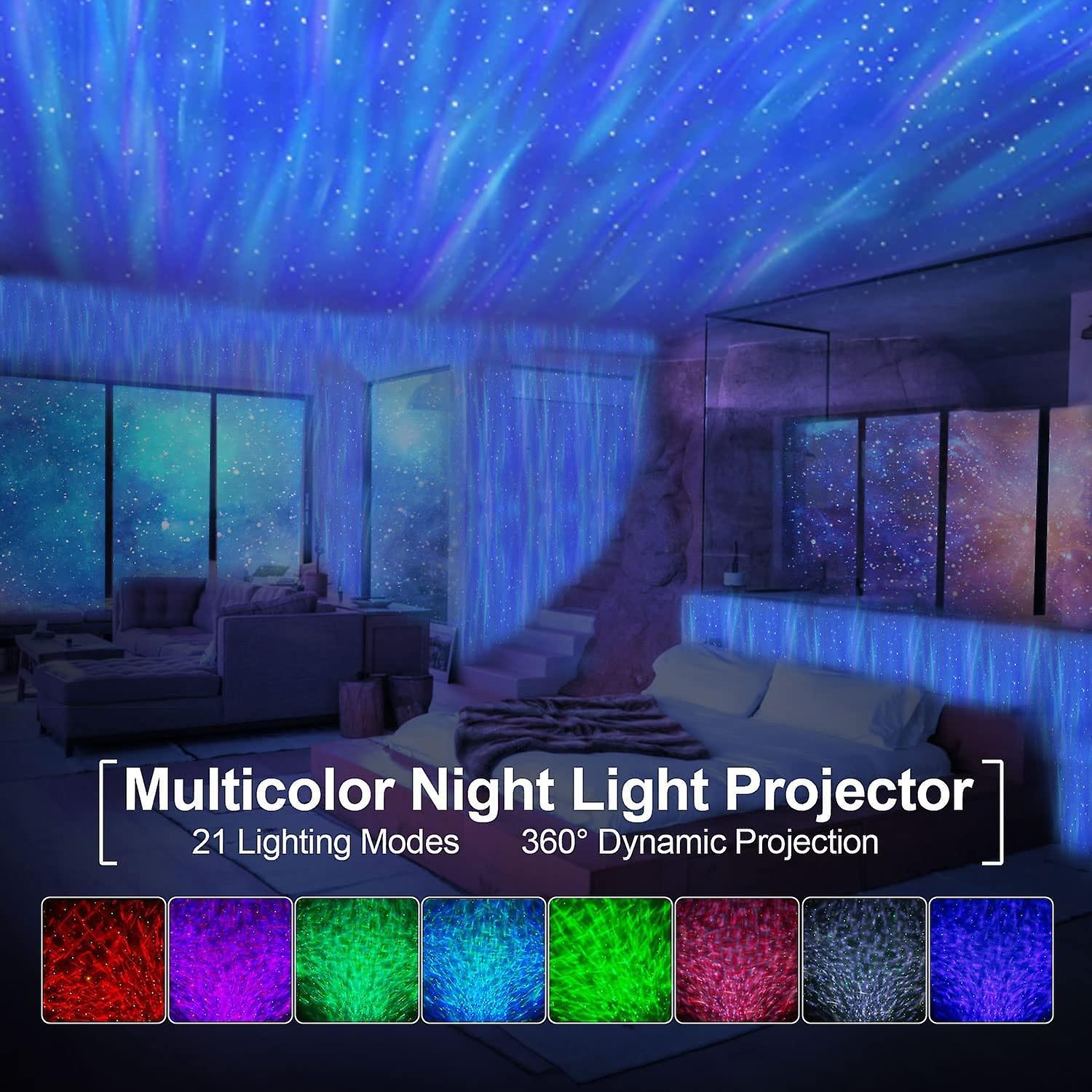 Galaxy Projector， Music Night Light With Bluetooth Speaker， Alexa and Google Assistant， Water Wave And Star Effects， Star Projector Galaxy Light For Bed