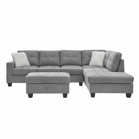107 Fabric Sectional Sofa Couch with Storage Otto...