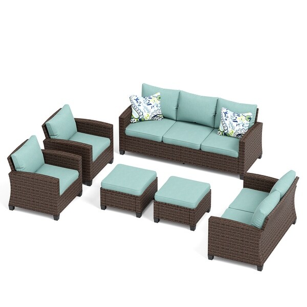 9Seat Patio Furniture Wicker Rattan Outdoor Highback Sectional Sofa Conversation Set with Firepit Table