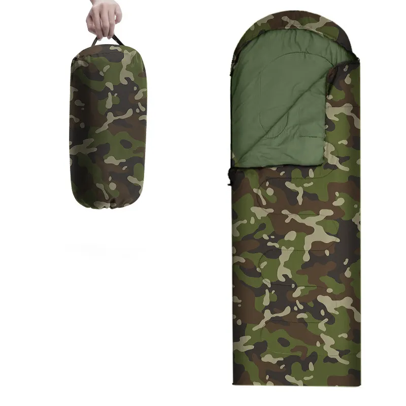 Outdoor hiking camping adult winter padded cotton envelope camouflage waterproof sleeping bag