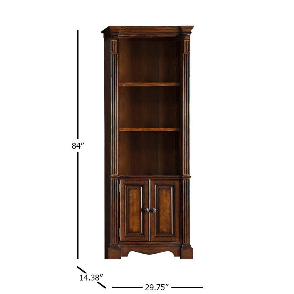 Bridgevine Home Parliament 84 in. Hazelnut Wood 3-Shelf Standard Universal Bookcase Pier with Cabinets ZPAR-3000