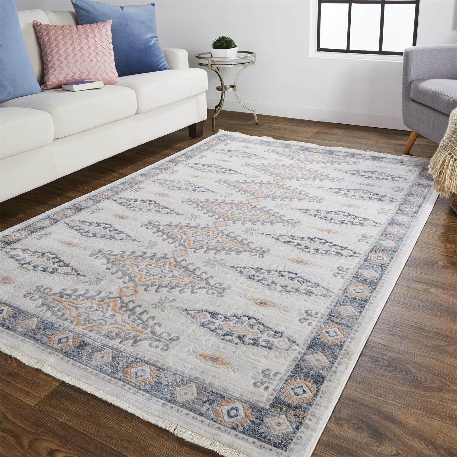 Dunlap Ivory and Blue Rug by BD Fine