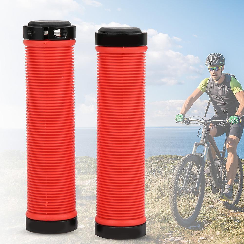 1 Pair Plastic Bicycle Cycling Handle Bar Anti-slip Grips Lock On Mountain Bike Handlebar Gripred