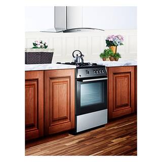 Summit Appliance 24 in. 2.7 cu. ft. Slide-In Gas Range in Stainless Steel and Black PRO24G