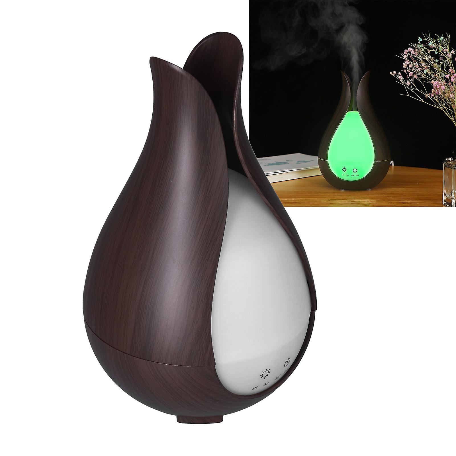 200ml Aroma Air Humidifier Deep Wood Grain Cool Mist Humidifier Colorful LED Night Light Humidifier 100‑240VEU Plug