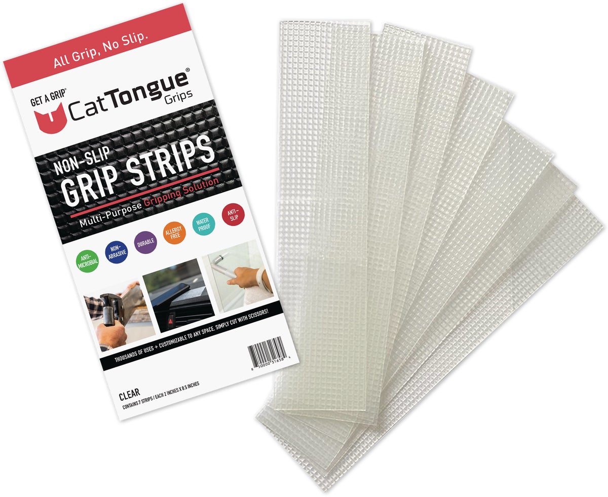 CatTongue Grips Gription Non-Abrasive Anti-Slip Strips 2 In. W. X 8 In. L. Clear