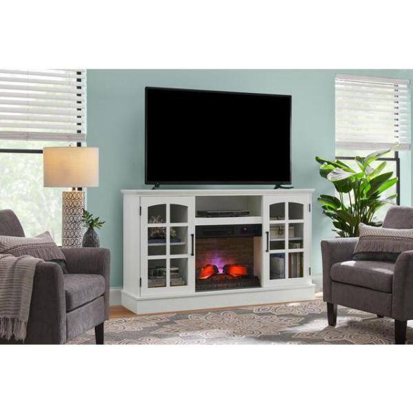 StyleWell Hazeltine 60 in. W Freestanding Media Console Electric Fireplace TV Stand in White 150779