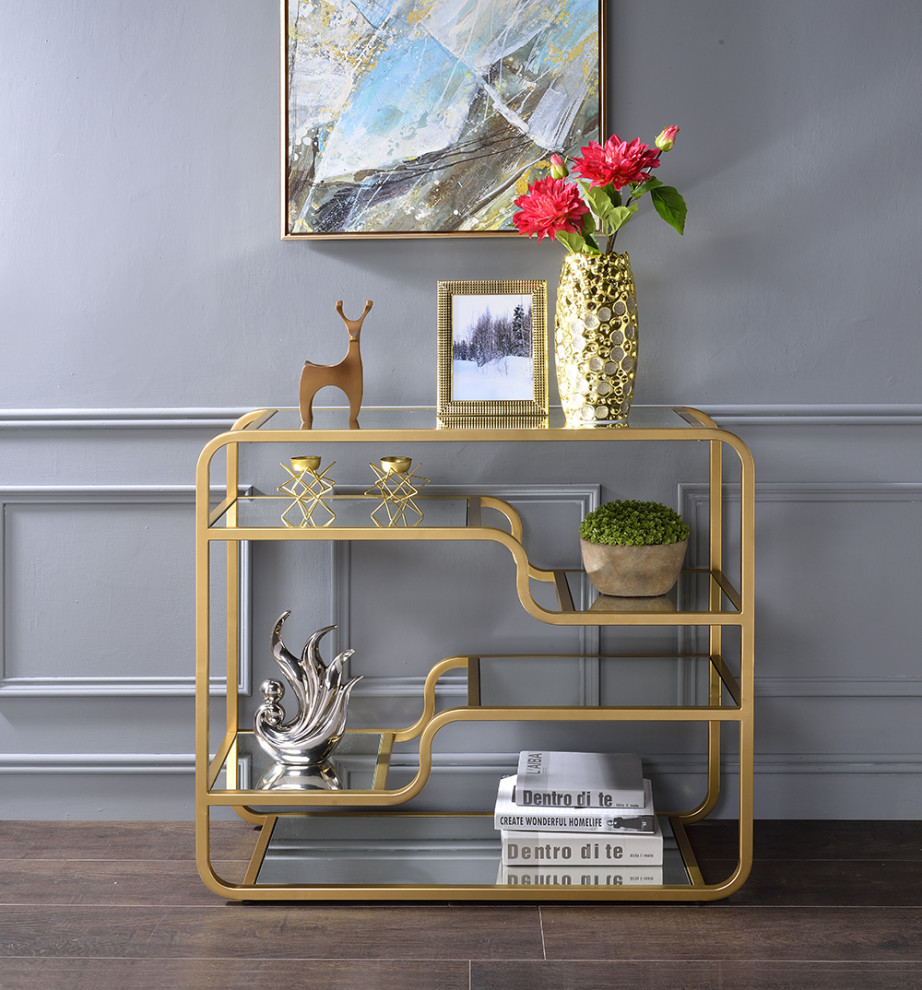 36 quotClear And Gold Rectangular Glass Bar Table   Contemporary   Console Tables   by HomeRoots  Houzz