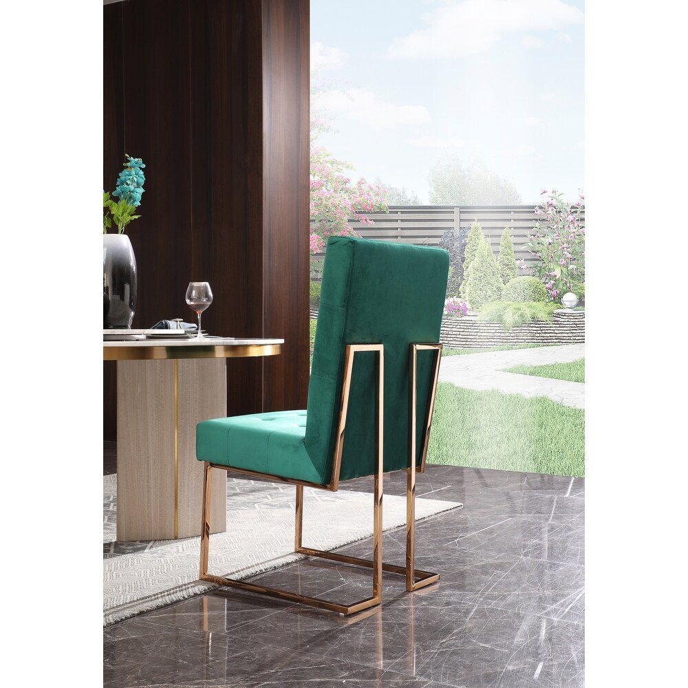 Modrest Legend Modern Green Velvet   Rose Gold Dining Chair (Set of 2)