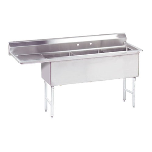 Advance Tabco FC-3-1824-24L Fabricated NSF Sink， 3-Compartment， 24