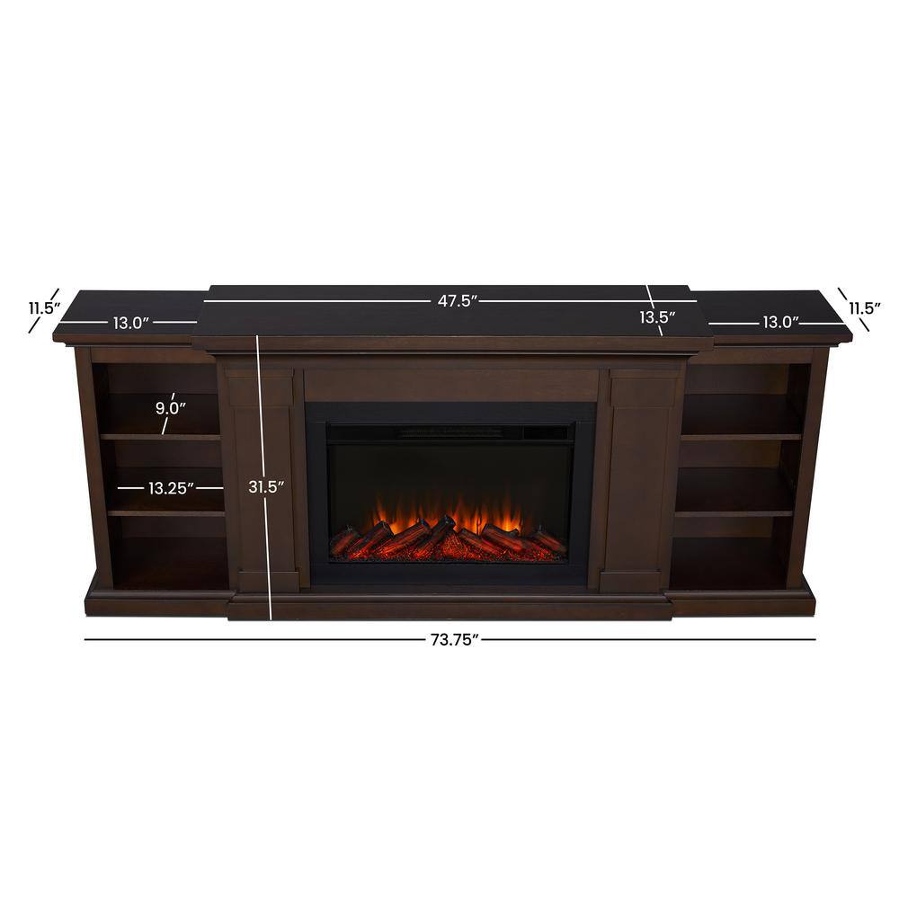 Real Flame Winterset Slim 74 in. Freestanding Wooden Electric Fireplace TV Stand in Dark Walnut 8022E-DW