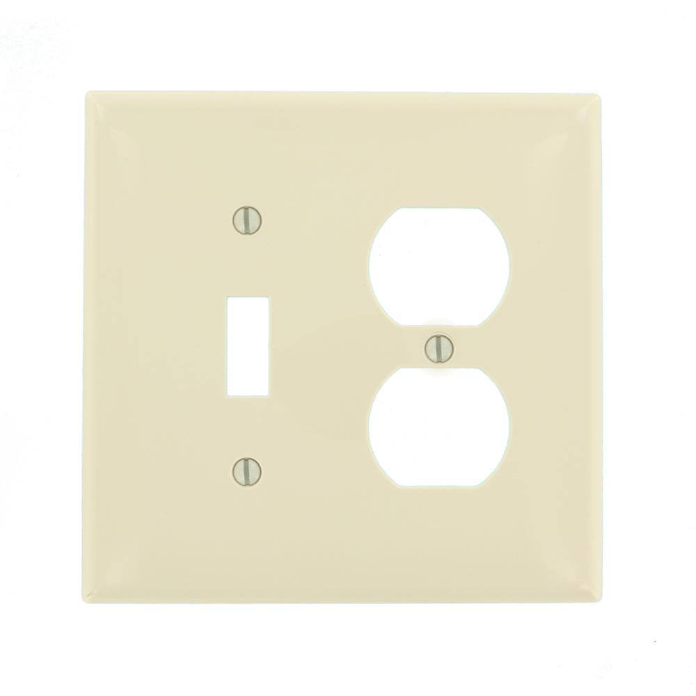 Leviton 2-Gang Midway 1-Toggle 1-Duplex Combination Nylon Wall Plate Light Almond R56-0PJ18-00T