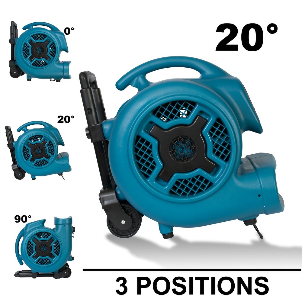 XPOWER Air Mover  Carpet Dryer  Floor Fan  Blower with Telescopic Handle and Wheels