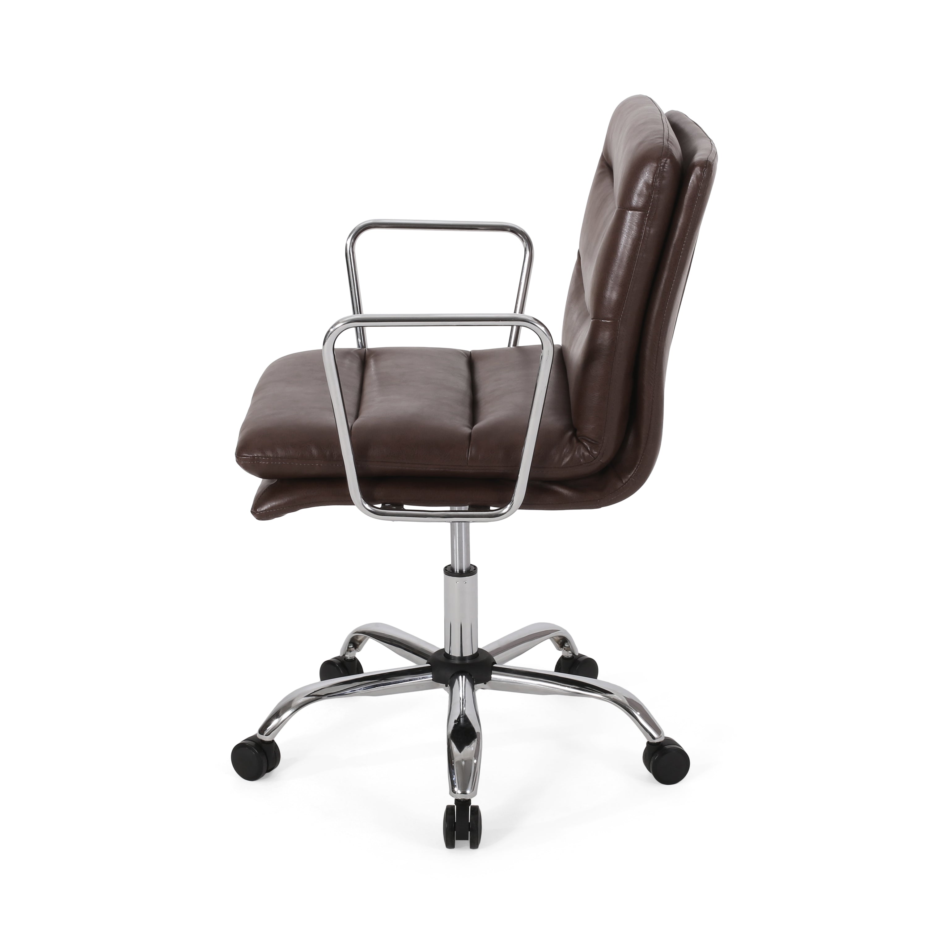 Gould Contemporary Faux Leather Channel Stitch Swivel Office Chair