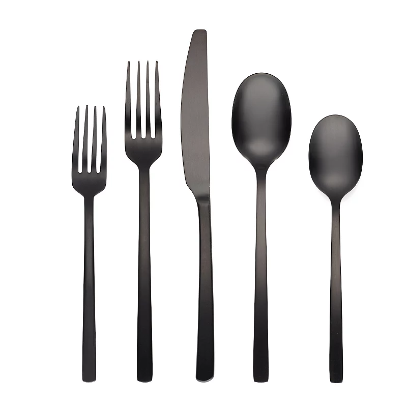 Cambridge Beacon Black Satin 45-pc. Flatware Set