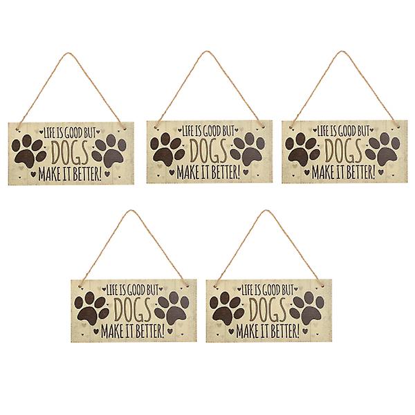 5pcs Wood Pet Warning Hanging Signs Funny Beware Of The Dog Hanging Plaques