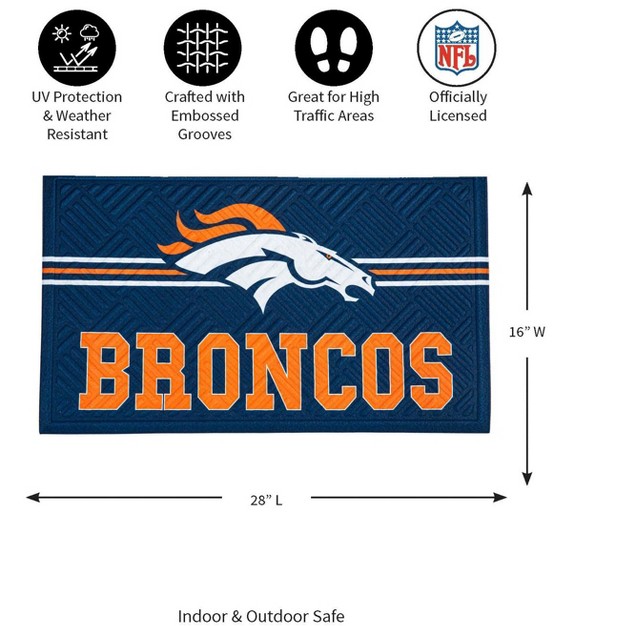 Evergreen Nfl Denver Broncos Embossed Mat Cross Hatch Indoor And Outdoor Doormat