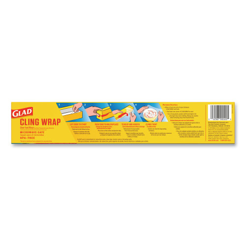 Glad ClingWrap Plastic Wrap， 200 Square Foot Roll， Clear， 12 Rolls/Carton (00020CT)