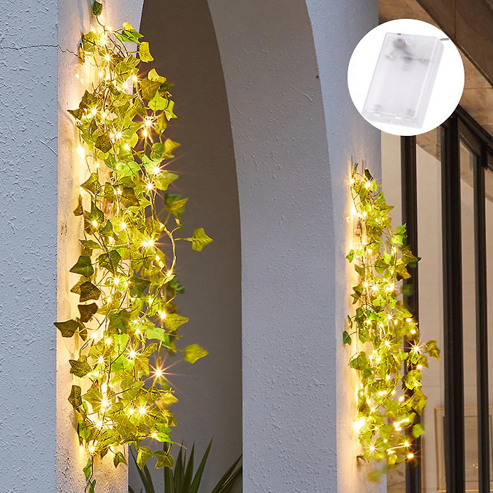 Artificial Plants Led String Light， 1pcs Green Leaf Ivy Vine Fairy Light String Maple Leaves Lamp Garland Diy Hanging Lighting