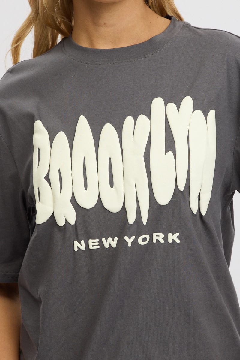 Grey Graphic Tee Short Sleeve