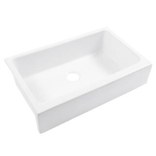 SINKOLOGY Grace 34 in. Quick-Fit Undermount Single Bowl Crisp White Fireclay Kitchen Sink SK451-34FC