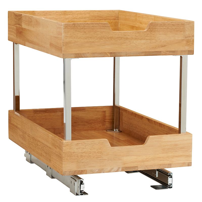 Household Essentials Glidez Wood 2-Tier 14.5-inch Wide Sliding Under Cabinet Organizer