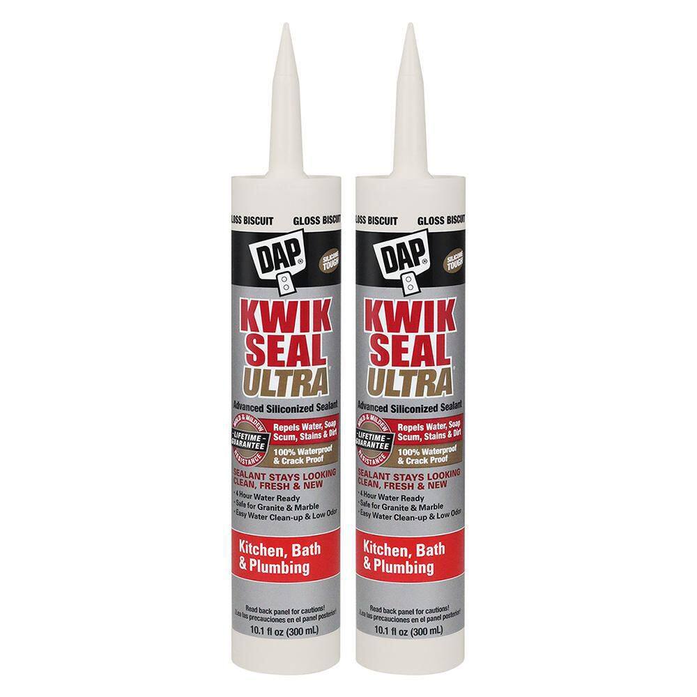 DAP Kwik Seal Ultra 10.1 oz. Biscuit Advanced Siliconized Kitchen and Bath Caulk (2-Pack) 7079818899