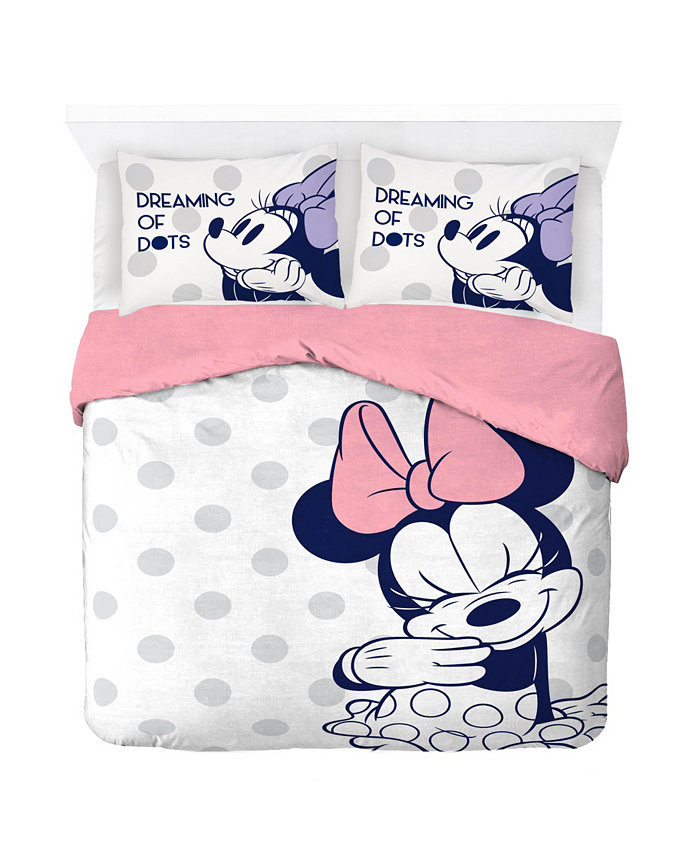 Saturday Park Disney Minnie Mouse Dreaming of Dots 100% Organic Cotton Twin Duvet Cover and Sham Set