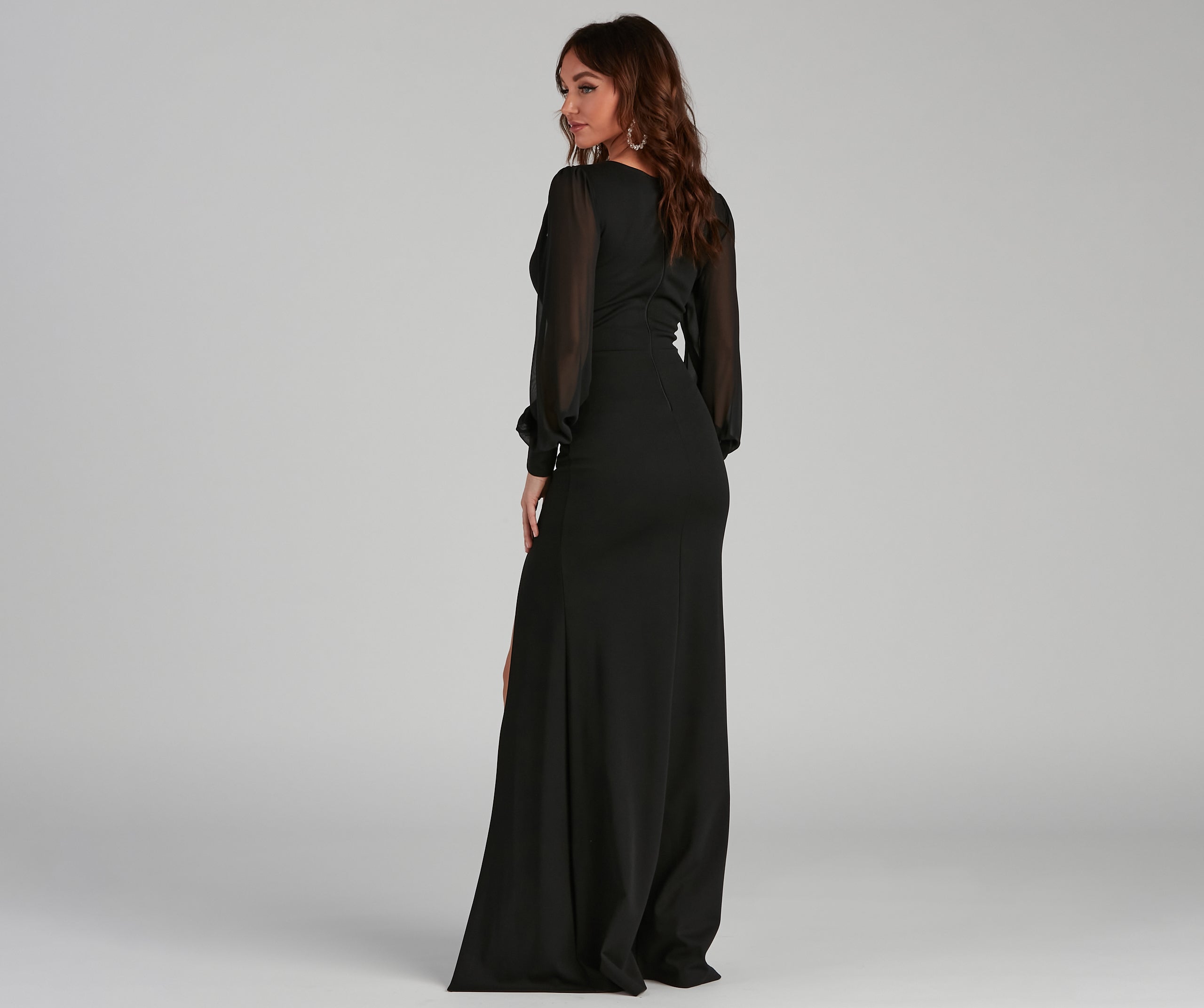 Veronica Front Slit Crepe Formal Dress