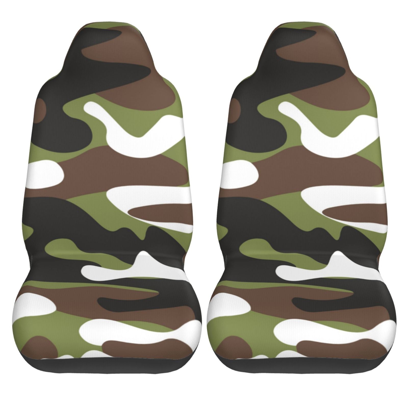 LNWH Car Seat Covers， Brown Green Camouflage Car Interior Seat Covers - Universal Fit Most Cars， SUV， Trucks， 2pcs Car Seat Protectors