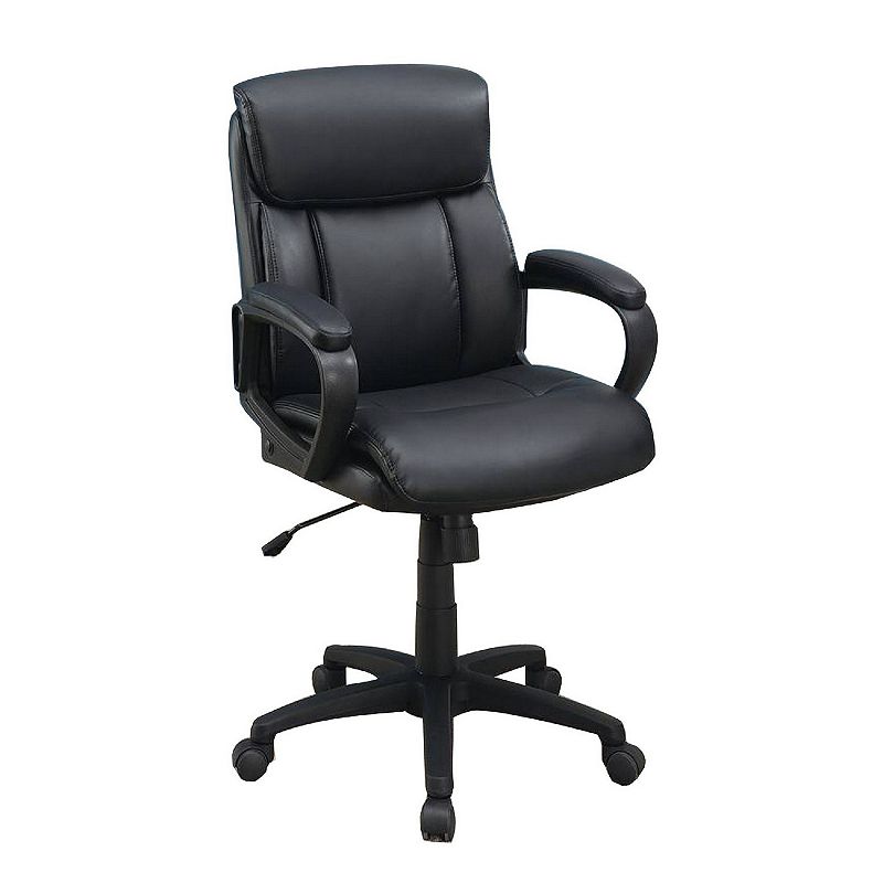 Office Chair with Top Padded Back and Casters， Black