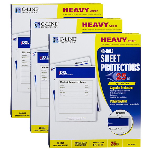 C Line CLI62907 3 No Hole Sheet Protector  Clear (...