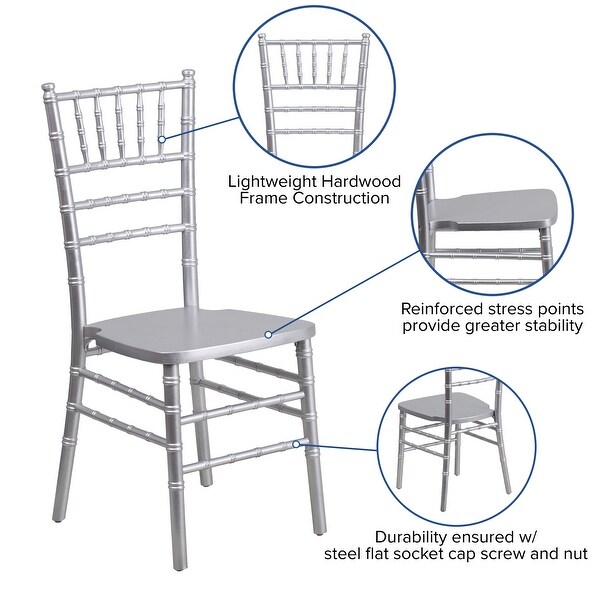 HERCULES Series Silver Wood Chiavari Chair