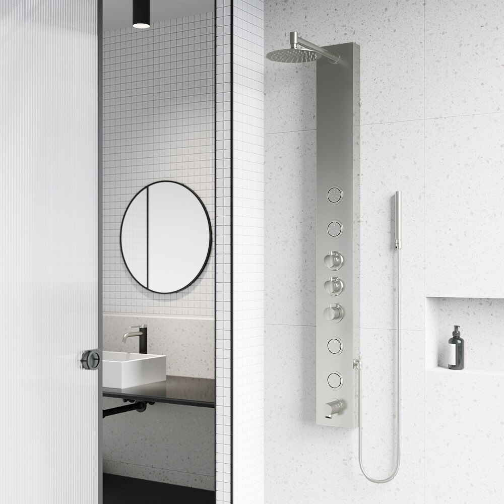 Vigo VG08022 Bowery thermostatic shower panel with shower head  hand