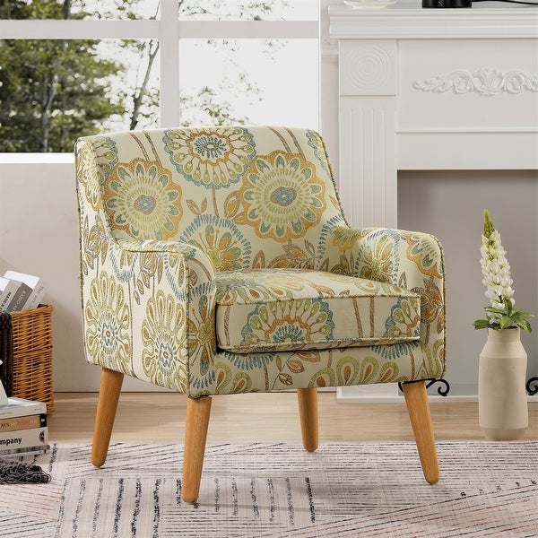 Printed Fabric Accent Chair with Arms