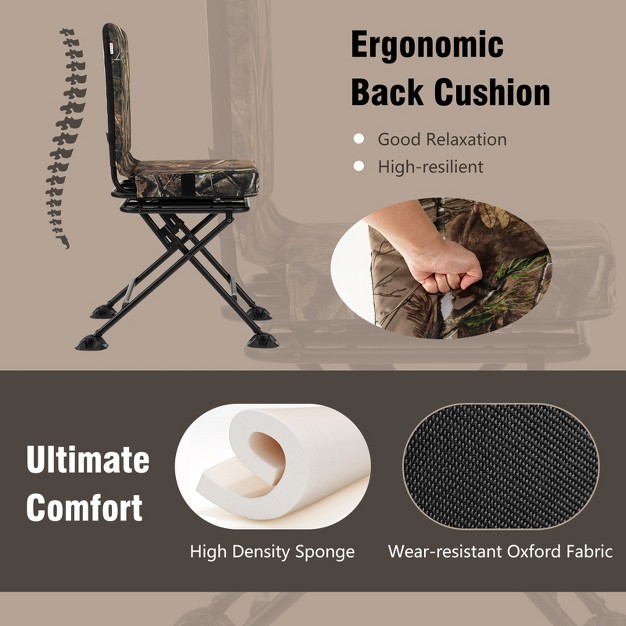 Costway Folding Silent Swivel Blind 360 swivel Hunting Chair W all terrain Foot Pads