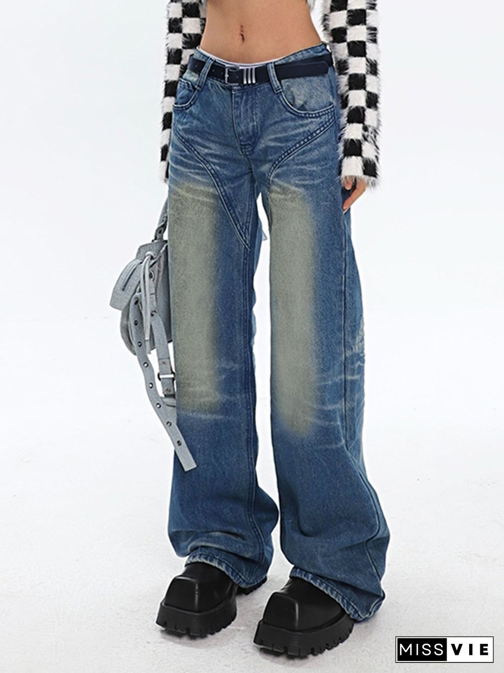 Low Waist Distressed Print Boyfriend Jeans