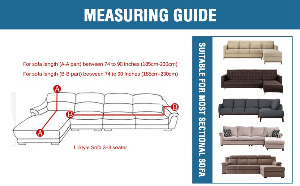 SHANNA Thick Velvet Stretch 2 Pieces L-Shaped Sofa Covers Anti-Slip Sectional Sofa Slipcovers 3 Seats+3 Seats Corner Couch Cover (Blue)